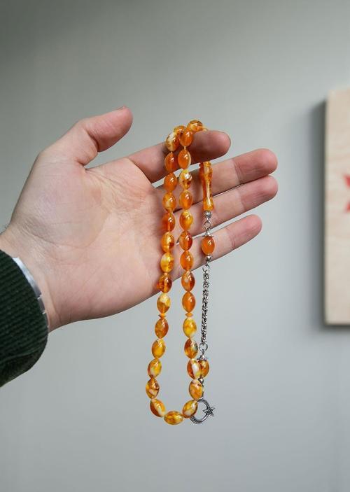 Güzel Çekimli Parçacıklı Model Toz Kehribar Tesbih