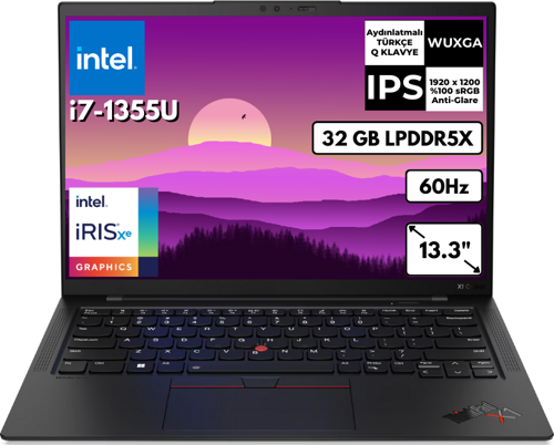 ThinkPad X1 Carbon G11 i7-1355U 32 GB 2 TBSSD Intel Iris Xe Graphics 14" WUXGA Windows 11 Pro Notebook 21HNS226TTX BT11