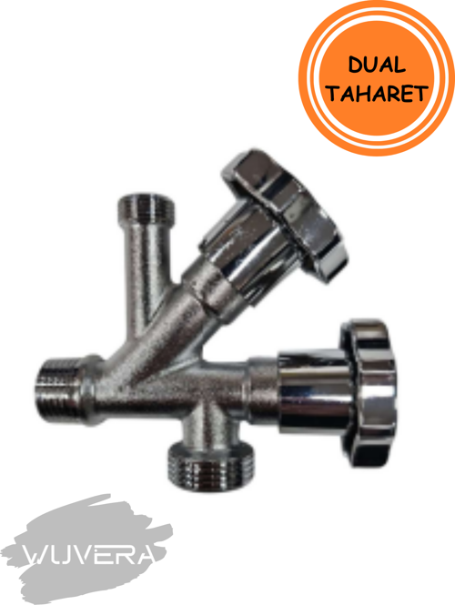 Dual Taharet Musluğu – Çift Vanalı, 3/4” & 3/8” Çıkışlı, 1/2” Tesisat Bağlantı