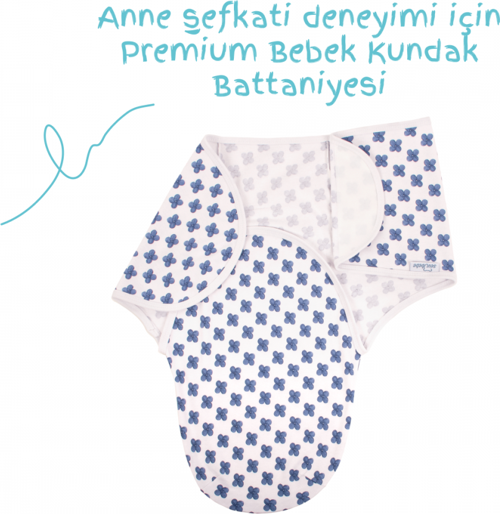İnterlok Bebe Kundak Mavi Çiçek