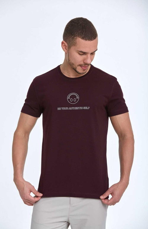 Kai Baskılı Erkek Tişört Bordo