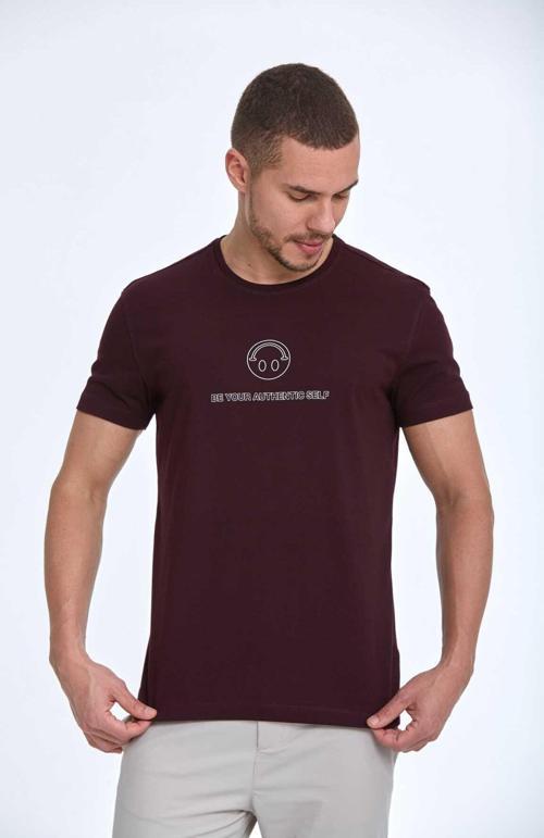 Kai Baskılı Erkek Tişört Bordo