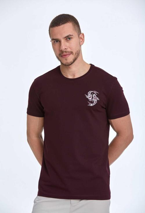 Lincoln Nakışlı Erkek Tişört Bordo