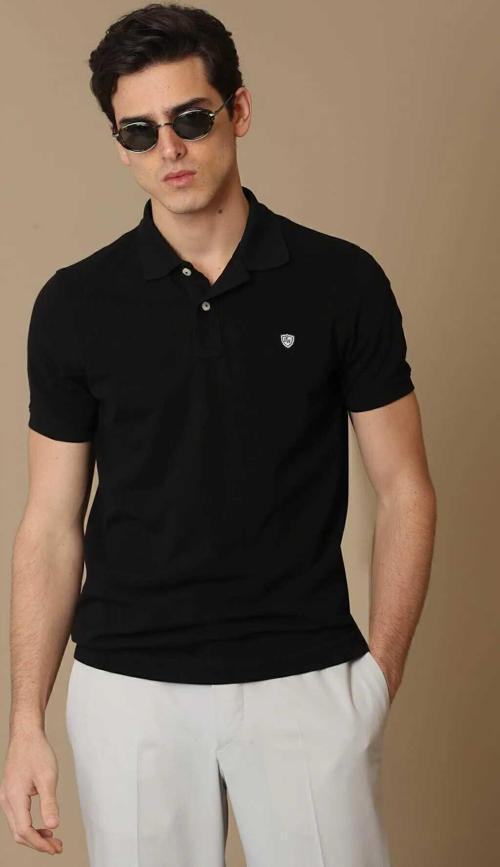 Laon Spor Polo Yaka Erkek Tişört Siyah