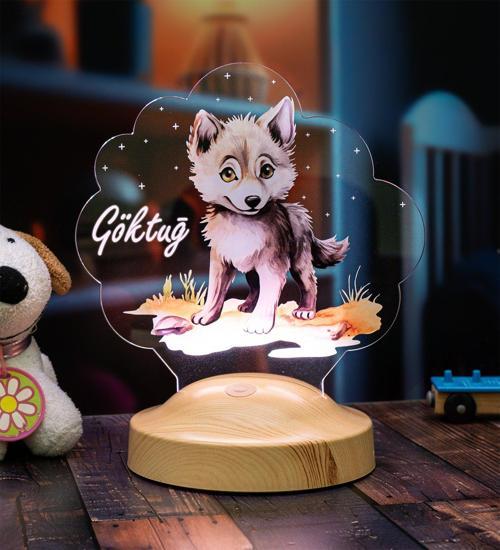 Sevimli Kurt Çocuk Odası Gece Lambası, Kurt Köpeği Bebek Doğum Günü Hediyesi, İsimli Çocuk Hediyesi