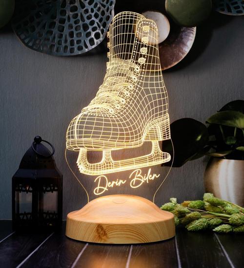 Buz Pateni 3D Led Lamba – Artistik Buz Pateni Sporcusuna Özel Hediye, Buz Pateni Sporcu ve Antrenör Hediyesi Edea, Jackson