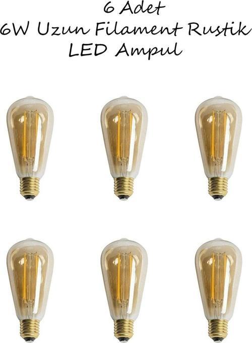 6 Adet Ct-4284 Rustik 6 W Led Ampul - (E-27)