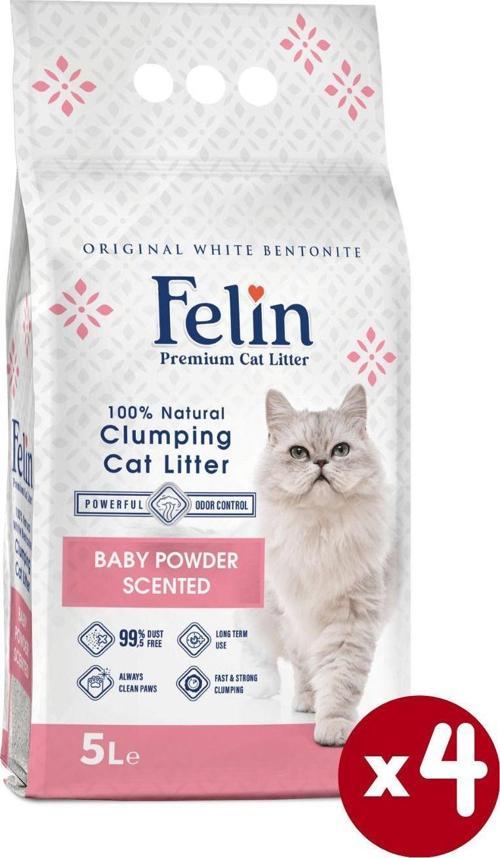 Bebek Pudrası Kokulu Topaklanan Ince Taneli Kedi Kumu 5lx4