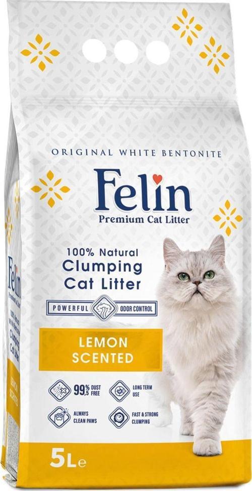 Limon Kokulu Topaklanan Ince Taneli Kedi Kumu 5 Lt