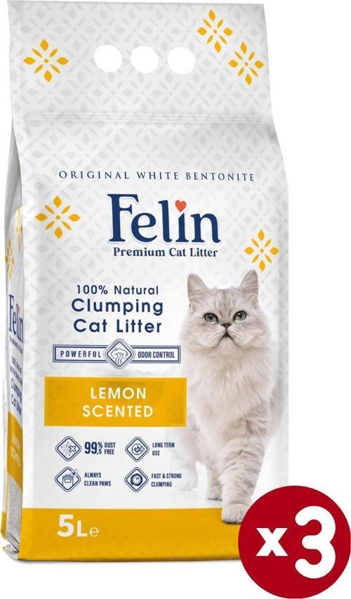 Limon Kokulu Topaklanan Ince Taneli Kedi Kumu 5lx3