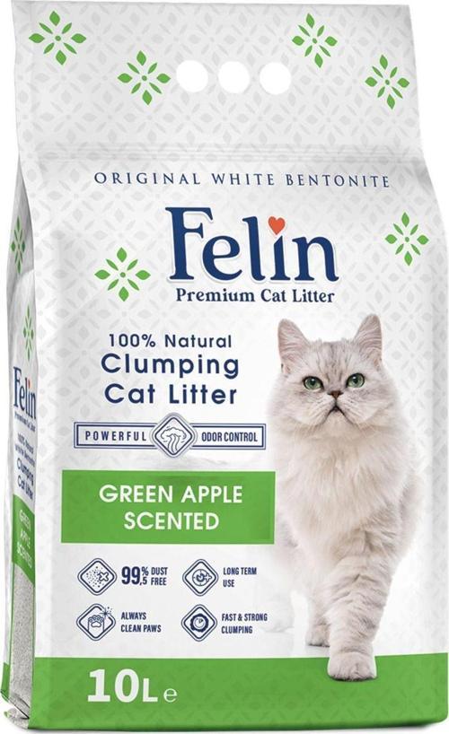 Yeşil Elma Kokulu Topaklanan Ince Taneli Kedi Kumu 10 Lt