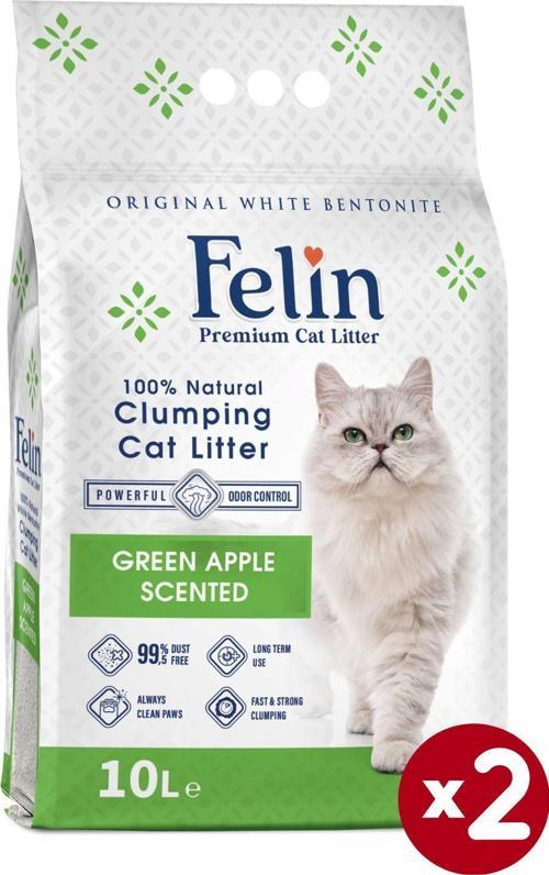Yeşil Elma Kokulu Topaklanan Ince Taneli Kedi Kumu 10lx2