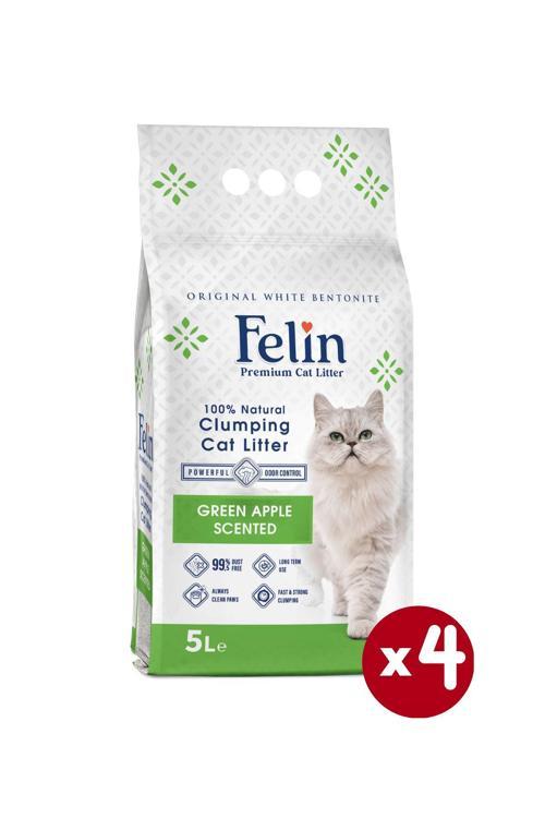 Yeşil Elma Kokulu Topaklanan Ince Taneli Kedi Kumu 5lx4