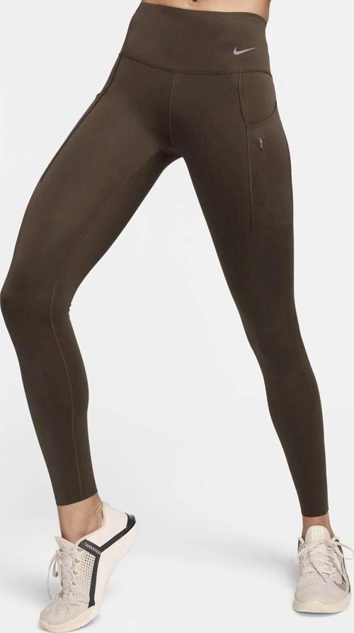 Trainng Go Dri Fit İnfinaLock Full Length 6 Cepli Toparlayıcı Reflektörlü Antrenman Taytı Koyu Kahverengi
