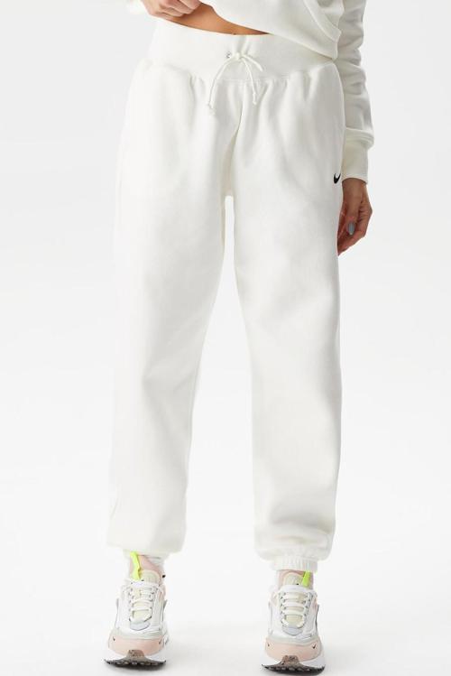 Sportswear Phoenix Fleece High Rise Oversized Şardonlu Büyük Beden Yüksek Bel Kadın Eşofman Altı Açık Krem