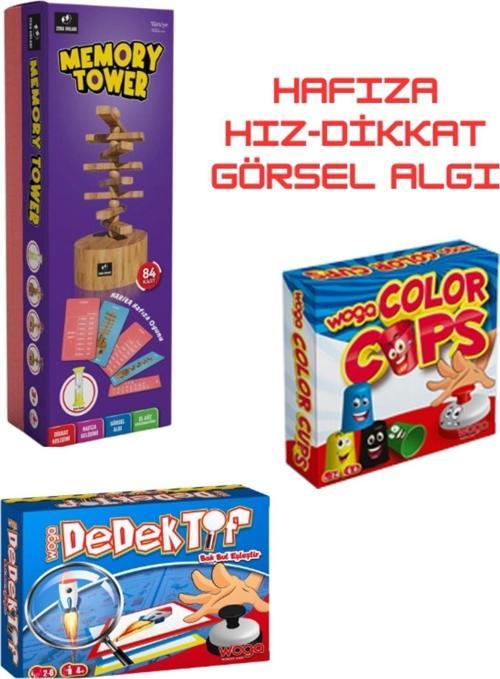 Memory Tower-Dedektif-Color Cups (Hafıza, Görsel, Hız, Kutu Oyunu)