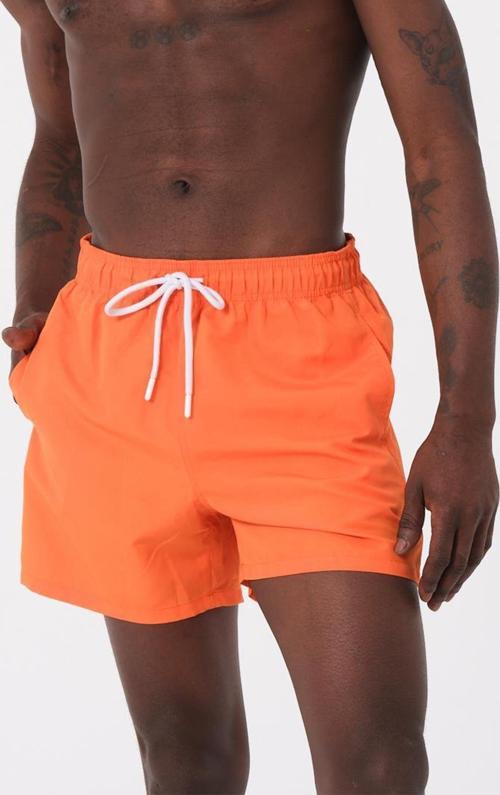 Turuncu Su İtici Özellikli Düz Renk Basic Erkek Plaj Deniz Şort Mayo - DG300-Turuncu