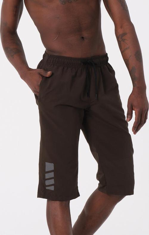 Haki Yeşil Büyük Beden Diz Altı Uzun Boy Basic Model Su İtici Özellikli Erkek Plaj Deniz Kapri Şort