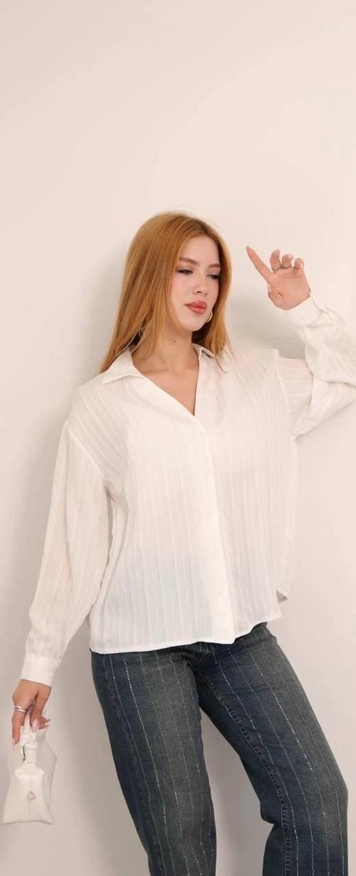 Kendinden çizgili london gömlek