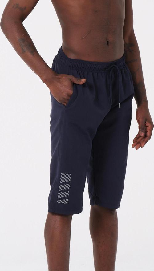 Lacivert Büyük Beden Diz Altı Uzun Model Su İtici Özellikli Erkek Plaj Deniz Kapri Şort