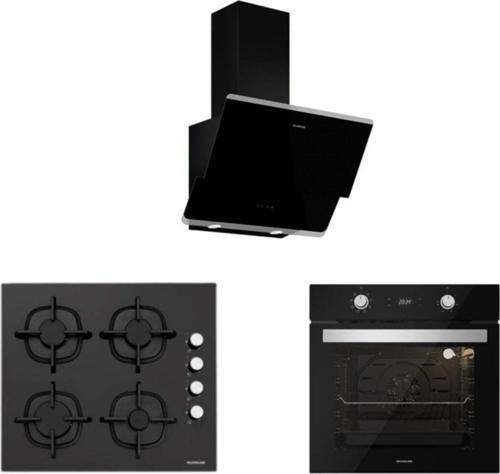 Siyah Cam Ankastre Set (3490 Oslo 60+cs5343b01+bo6504b01)