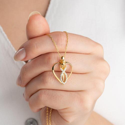 925 Ayar Gümüş Kalpli Sarılan Çİftler Kolye