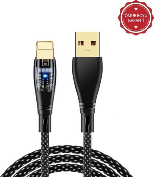 6A 120W UsbA to Lightning 1Metre Hızlı Data ve Şarj Kablosu Siyah Ömür Boyu Garanti YK233S