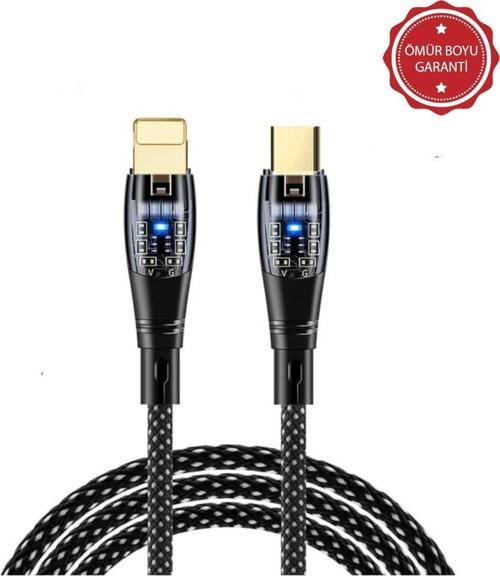 6A 20W Type-C to Lightning 1Metre Hızlı Data ve Şarj Kablosu Siyah Ömür Boyu Garanti YK255S