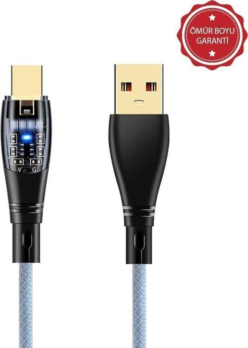 6A 120W UsbA to Type-C 1Metre Hızlı Data ve Şarj Kablosu Mavi Ömür Boyu Garanti YK234M