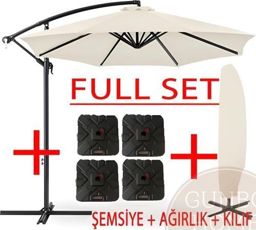 3 Mt 8 Kaburga Full Demir 21 Kg Ekru Bahçe Şemsiyesi Full Set Havuz Şemsiyesi Büyük Şemsiye Ekru