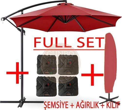 3 Mt 8 Kaburga Full Demir 21 Kg Kırmızı Bahçe Şemsiyesi Full Set Havuz Şemsiyesi Büyük Şemsiye Kırmızı