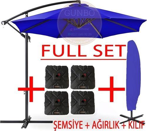 3 Mt 8 Kaburga Full Demir 21 Kg Mavi Bahçe Şemsiyesi Full Set Havuz Şemsiyesi Büyük Şemsiye Mavi
