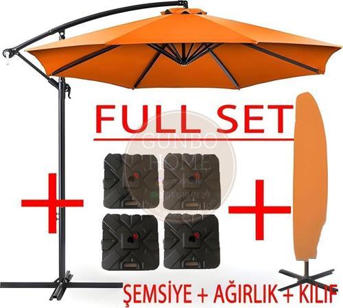 3 Mt 8 Kaburga Full Demir 21 Kg Turuncu Bahçe Şemsiyesi Full Set Havuz Şemsiyesi Büyük Şemsiye Turuncu