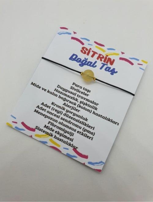 Sertifikalı Sitrin Doğal Taş Ip Bileklik Orijinal Doğal Taş Makrome