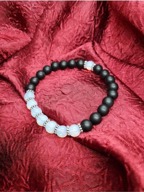 Opal ve Oniks Doğal Taş Bileklik 8mm