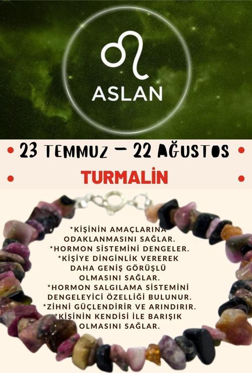 Sertifikalı Burç Taşı Aslan Burcu Turmalin Taşı Bileklik