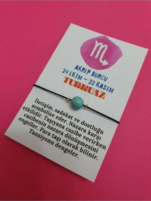 Akrep Burcu Turkuaz Doğal Taş İp Burç Bilekliği