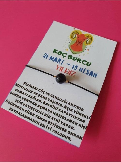 Koç Burcu Yıldız Doğal Taşlı Ip Burç Bilekliği
