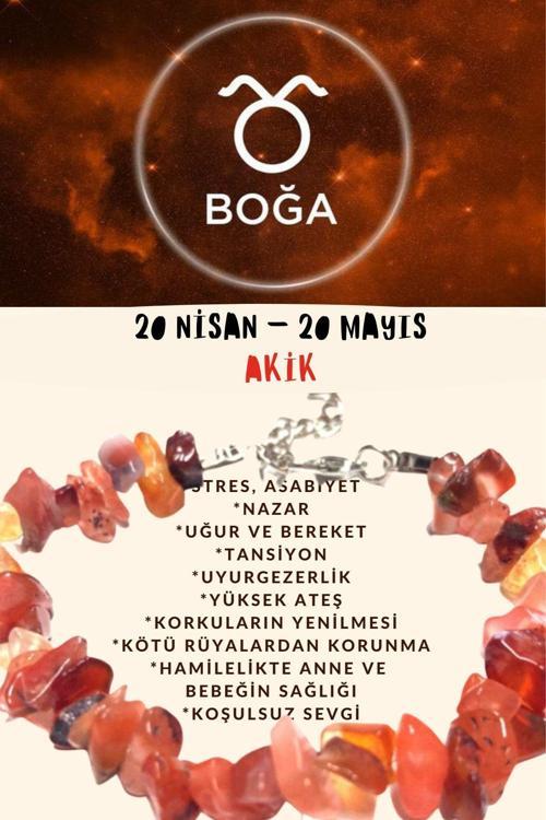 Burç Taşı Boğa burcu Akik Taşı Bileklik