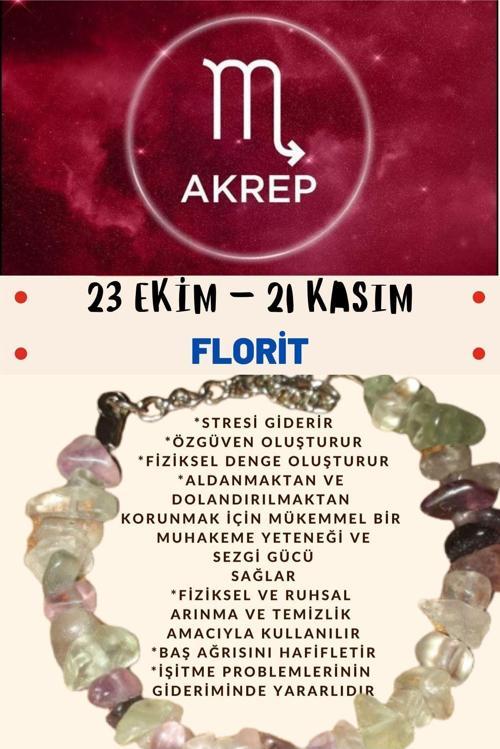 Sertifikalı Burç Taşı Akrep Burcu Florit Taşı Bileklik