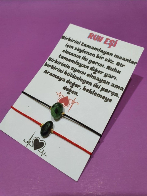 Ruh Eşi Zümrüt Doğal Taşlı Sevgili Bilekliği