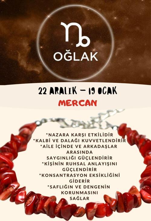 Sertifikalı Burç Taşı Oğlak Burcu Mercan Taşı Bileklik