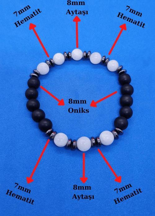 Doğal Taş Aytaşı & Hematit & Oniks Bileklik