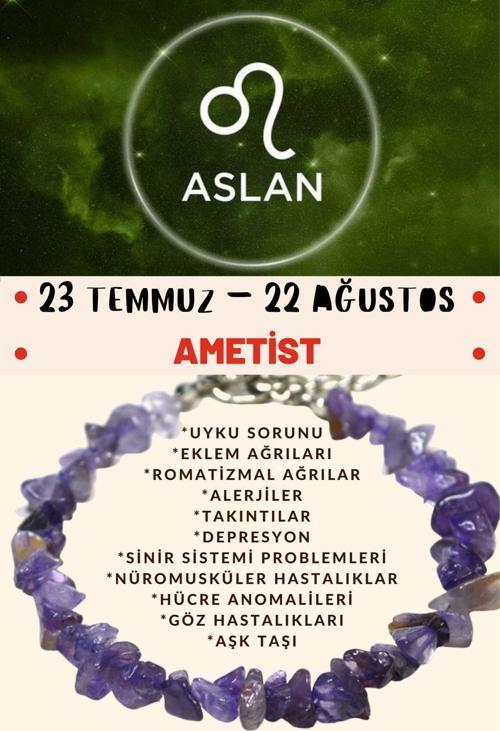 Sertifikalı Burç Taşı Aslan Burcu Ametist Taşı Bileklik