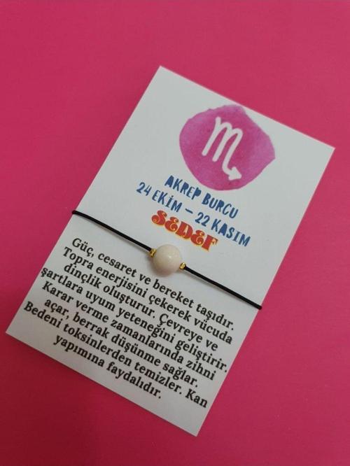 Akrep Burcu Sedef Doğal Taş İp Burç Bilekliği