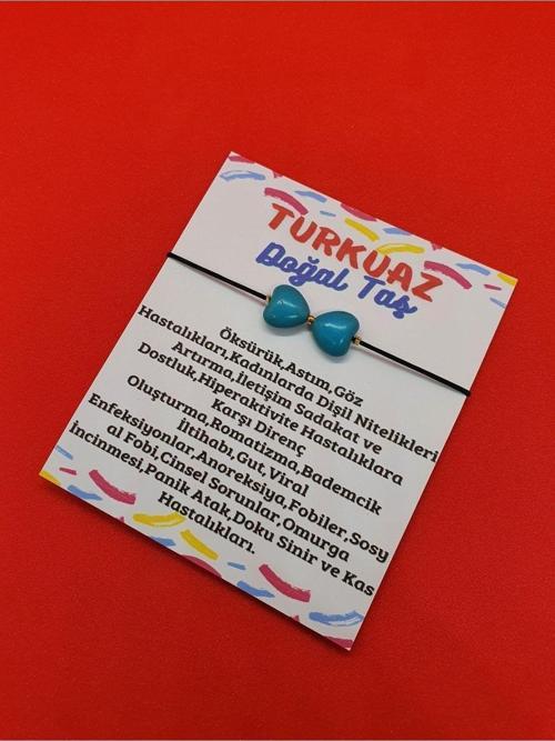 Turkuaz Doğal Taş Kalpli Bileklik