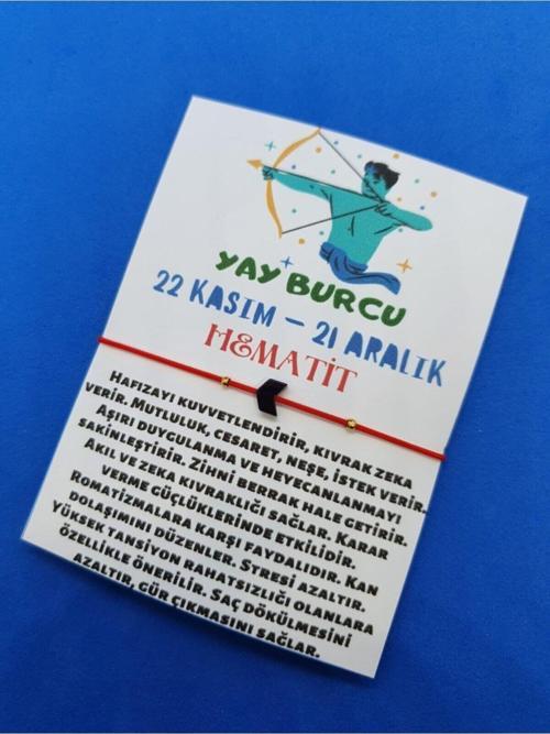 Yay Burcu Hematit Taşı Doğal Taş Bileklik