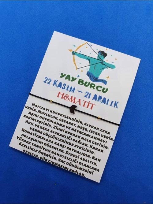 Yay Burcu Hematit Taşı Doğal Taş Bileklik