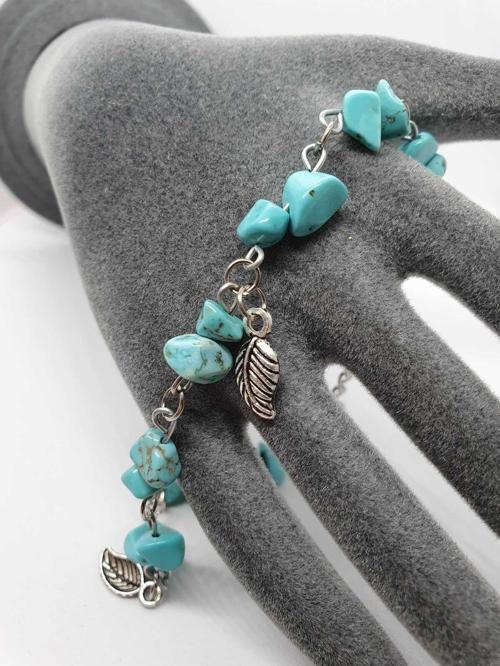 Sertifikalı Turkuaz Taşı Bileklik Orijinal Doğal Taş Tasarım Bileklik