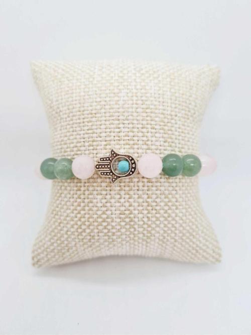 Doğal Taş Kadın Tılsım Lal Garnet Pembe Kuvars Yeşim Doğaltaş Bileklik